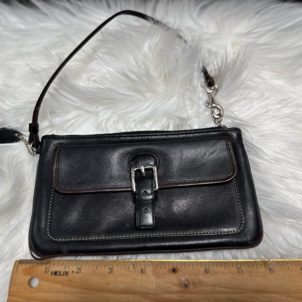 Coach Metallic Black Leather Wristlet